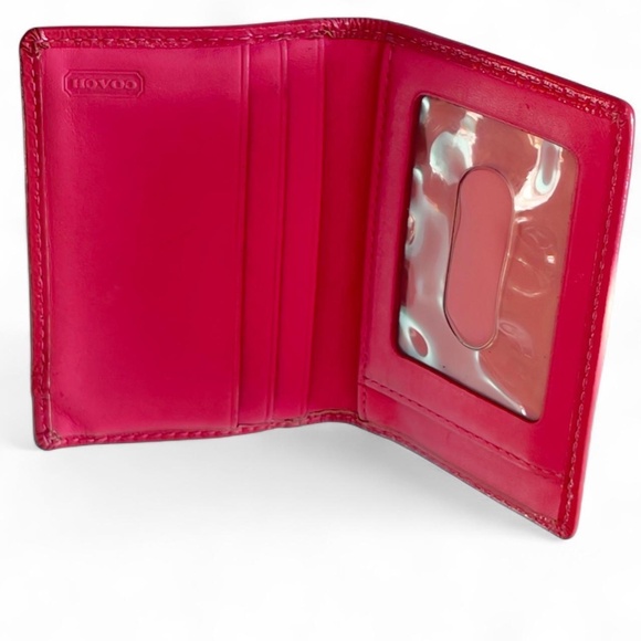 Coach Signature Canvas & Pink Leather Fold Over Wallet - Picture 7 of 7